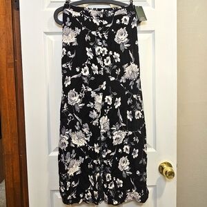 Wild Fable Black Floral Front Slit Flowy Maxi Skirt Women's Size XS